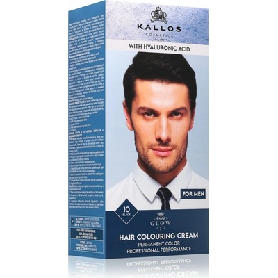 Kallos Glow Lasting Cream Colour permanentní barva na vlasy pro muže odstín Black 60 ml