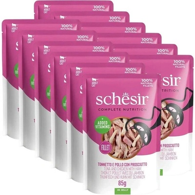 Schesir Cat Adult tuňák a kuře se šunkou 12 x 85 g
