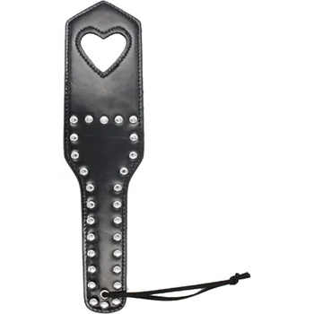 XMS Bdsm Плескалка с кожена облицовка "heart black paddle" 32 см