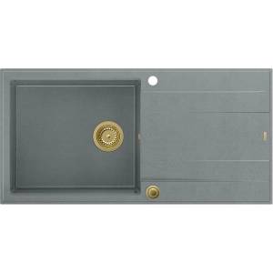 Quadron Unique Evan 146 XL вградена композитна мивка сиво-златна 100x50 см (HCQE10050U5_PVDG1_P2O) Мивка за вграждане