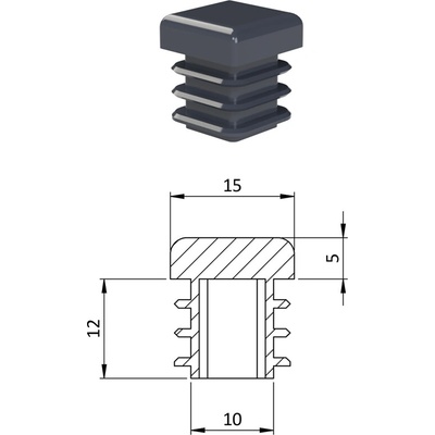 Krytka plastová 15 x 15 mm, antracit