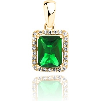 JVD Dámský stříbrný pozlacený přívěsek se smaragdem SVLP0478SH2GZ00