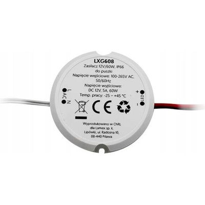 Napájecí zdroj LTC 12V 60W IP66 pro montáž do krabice bílý