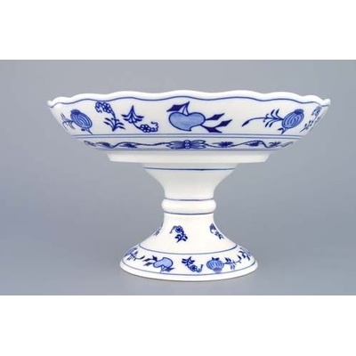 Český porcelán Dubí Mísa kompotová oboustranná na dortové noze cibulák 24 cm