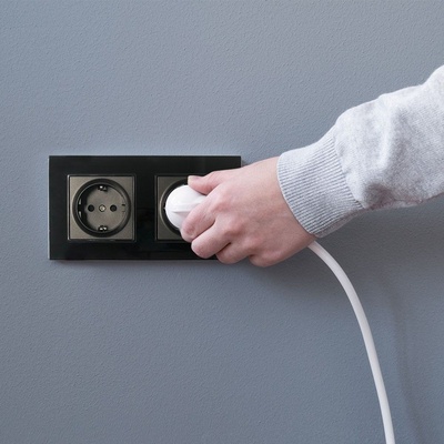 V-TAC Контакт eu 16a Стъклен Панел Двоен Сериен Черен - 8401 (8401)