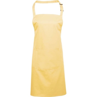 Premier PR154 Zástěra s laclem a kapsou na břiše Colours žlutá lemon