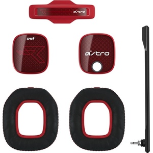 Logitech Аксесоари за слушалки Astro A40 TR Mod Kit (939-001545), включва звукоизолиращ микрофон / подплатена лента за глава / шумоизолиращи възглавици / силиконови прегради, червени (939-001545)