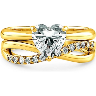 Mabell Set dámských stříbrných prstenů CARA CZ221R0442 GOLD 5C45