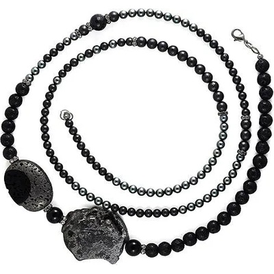 Dannyra Перлено колие с късчета лава камък Dannyra Jewels