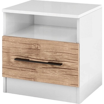 Мебели ДИМОВ Нощно шкафче Калифорния МК11 бял гланц / бял мат / антик 50 см