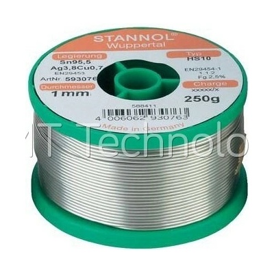 Trubičková pájka Sn95Ag4Cu1, HS10 (Ø1,0mm, 250g) - 130102341