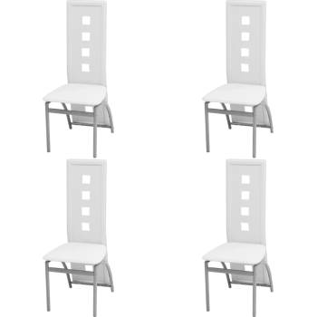 vidaXL Трапезни столове, 4 бр, бели, изкуствена кожа (243647)