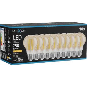Mexen Vintis 10x LED филаментна крушка E27, A60, 8W, Топла - 2200K, 750 lm, кехлибар (L150-E27-0822-50x10)
