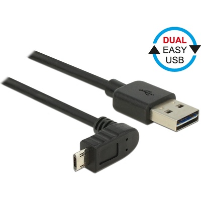 Delock Кабел Delock, EASY-USB 2.0 с конектор тип А. EASY-USB 2.0-s конектор тип Micro-B, извит 0, 5 м, черен