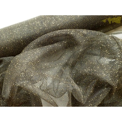 tyl effect černý se zlatými glittery