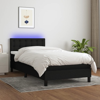 Petrashop 3133431 boxspring postel s matrací a LED černá textil
