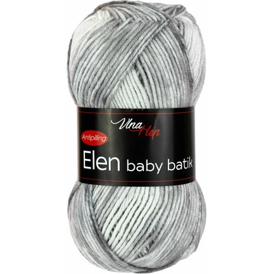 Vlna - Hep příze Elen baby batik 5116 bílá, šedá, tmavě šedá
