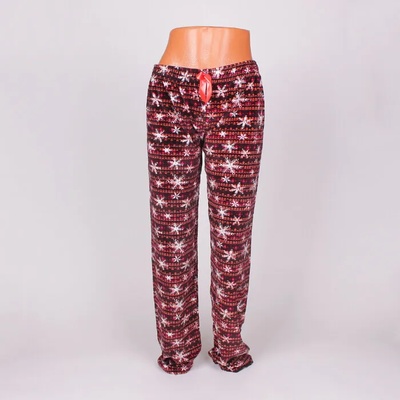 Плюшен панталон за сън в кафяво и оранжево със снежинки
