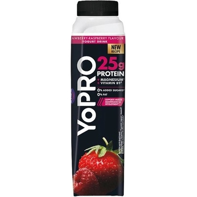 YoPro Jogurtový nápoj s příchutí jahody a maliny 300g