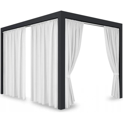 Záves so zavesením na tunel nepremokavý na terasu/altánok v bielej farbe so stuhou na uviazanie biela Šírka 155 cm | Dĺžka 210 cm