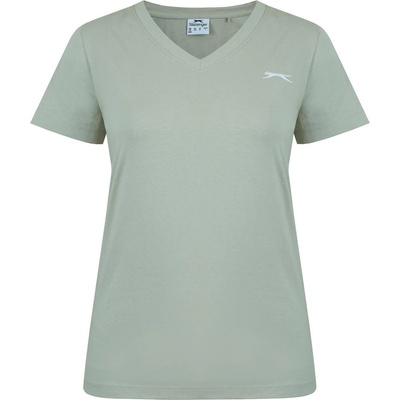 Slazenger Дамска тениска Slazenger Ladies V Neck Tee Shirt - Moss Green