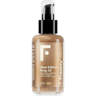 Freshly Cosmetics Glow Edition Body Oil масло за тяло за сияен ефект със златни блясъци и естествен блясък за жени 100 мл