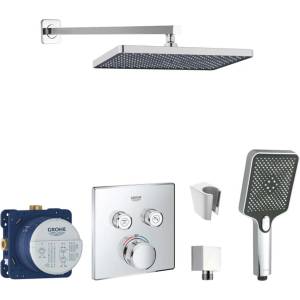 SANITINO - Душ комплект с термостат Grohe и скрито тяло, аксесоари kielle, хром SANI21GKK003 (SANI21GKK003)
