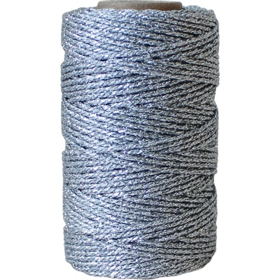 Bella Rose Třpytivý provázek 50 m – Silver, stříbrná barva, textil – Hledejceny.cz