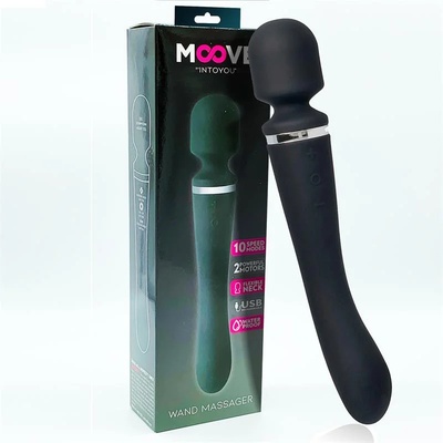 INTOYOU Moove Massage Wand with 2 Powerful Motors Silicone Black
