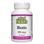 Natural Factors Biotin | Биотин 300 mcg, 90 таблетки (REV 1260 NF)