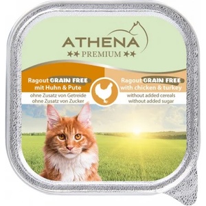 Athena - Беззърнено рагу за израснали котки с пиле и пуйка 100 гр