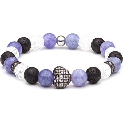 BudNej minerální magické srdce z tanzanitu praskaného křišťálu a lávových kamenů MN1119