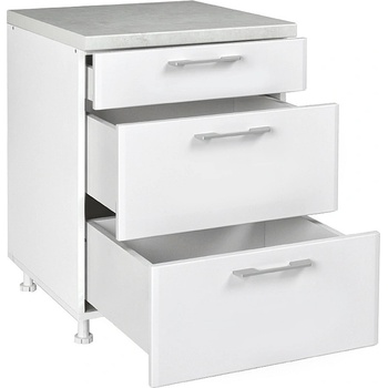 Matis Кухненски шкаф долен с три чекмеджета in mdf d60 3f бял гланц