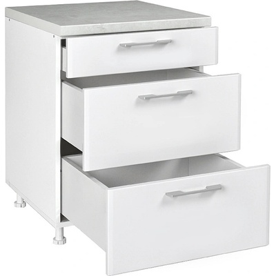 Matis Кухненски шкаф долен с три чекмеджета in mdf d60 3f бял гланц