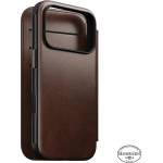 Nomad Модерен кожен калъф тип фолио, рустикално кафяв (Horween) - за iPhone 18 Pro/17 Pro