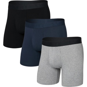 Saxx Мъжко синтетично термобельо Saxx Droptemp Cooling Cotton Boxer Brief Fly 3-Pack Everyday base layer - Dark Grey Heather / Dark Ink / Black - размер XXL (014-2473-0115)