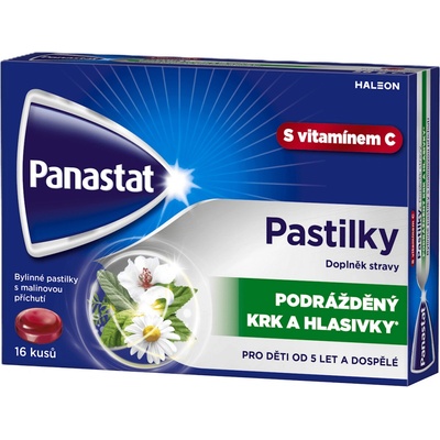 Panastat bylinné pastilky s vit.C př.malina 16 ks
