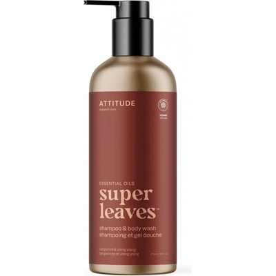 Attitude Přírodní šampón & tělové mýdlo (2 v 1) Super leaves Essentials Bergamot & Ylang 473 ml