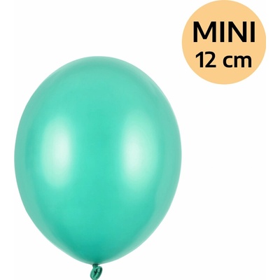 PartyDeco Balonek latex tyrkysový metalický 12 cm