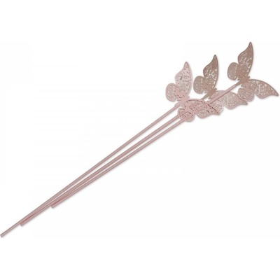 Ashleigh & Burwood Tyčinky do difuzéra ružové s motýliky 3 ks dĺžka 28 cm