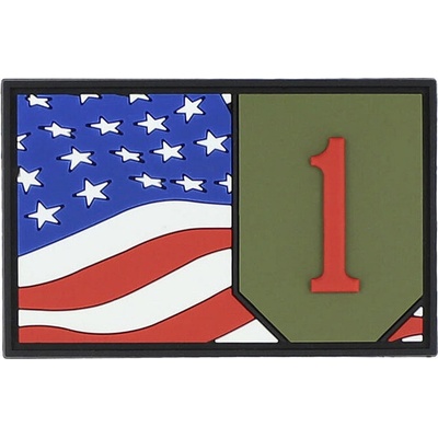 Gumená nášivka 101 Inc US 1st Infantry s vlajkou - farebná