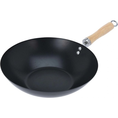 EH Excellent Houseware Uhlíková ocelová wok pánev, Ø 30 cm černá