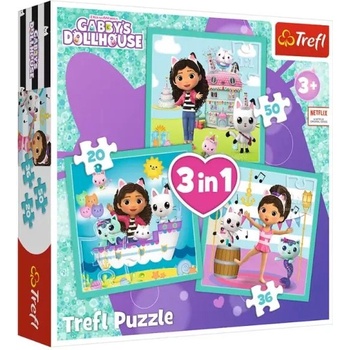 Trefl Трефл: Габи и Къщата за кукли 3 в 1 пъзел - 20, 36, 50 части (34871)