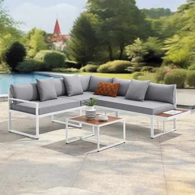 Juskys Zahradní nábytek St. Tropez bílá/světle šedá