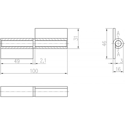 Radecco Navařovací panty - D16, 20, 25 Průměr: D 16 mm (nosnost 180 kg)