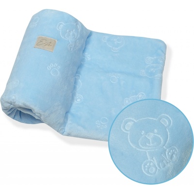 ESITO Dvojitá dětská deka Mikroplyš Bear Baby blue modrá