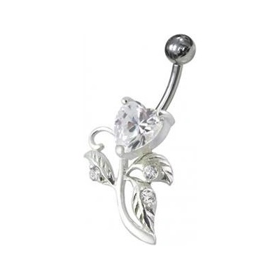 Šperky4U stříbrný piercing do pupíku srdíčko BP01186-C