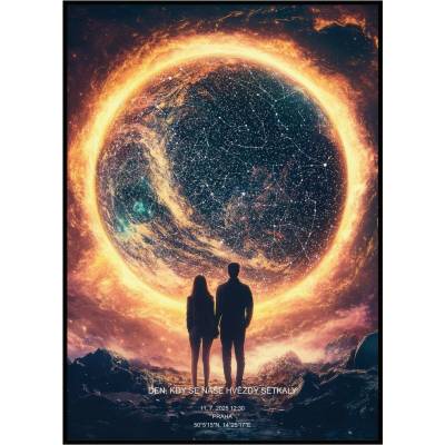 Jen tak z lásky Hvězdná mapa životního okamžiku - Váš originální dárek s hloubkou Rozměr plakátu: 40 × 50 cm (PDF e-mailem), Barva pozadí: Galaxie, Volba rámu: Bez rámu