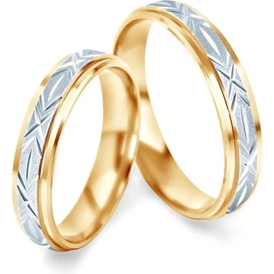 SAVICKI Сватбени халки: двуцветно злато, плоски. 4.3 мм