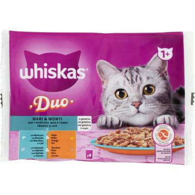 Whiskas mäsové a rybie kúsky v želatíne 4 ks 85 g